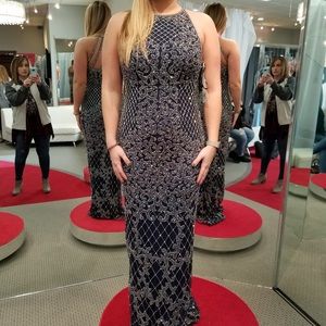 sherri hill size 8 navy blue